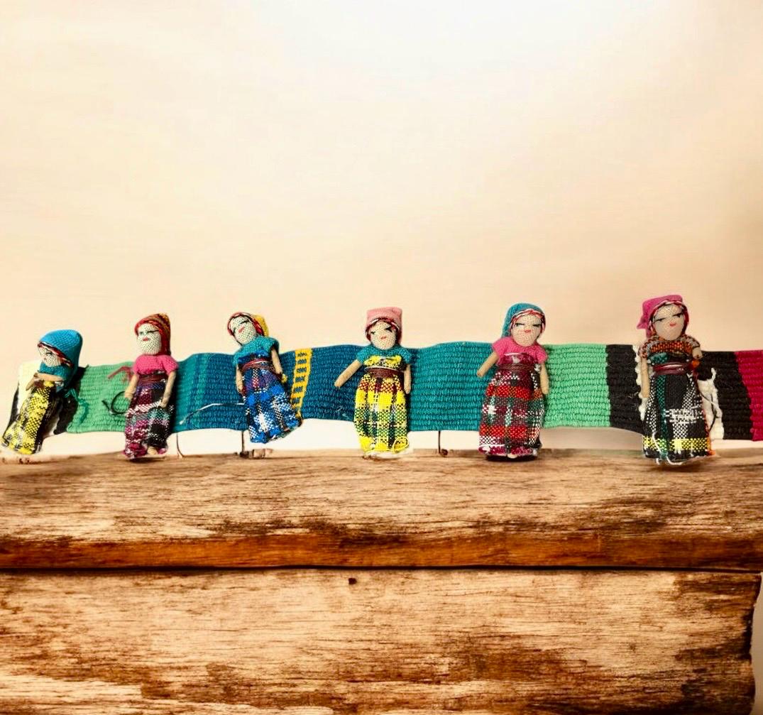 Colorful Woven Doll Worry Tie Belt Vintage Guatemalan Worry Doll Tie Belt – One Size Handmade  main image 4