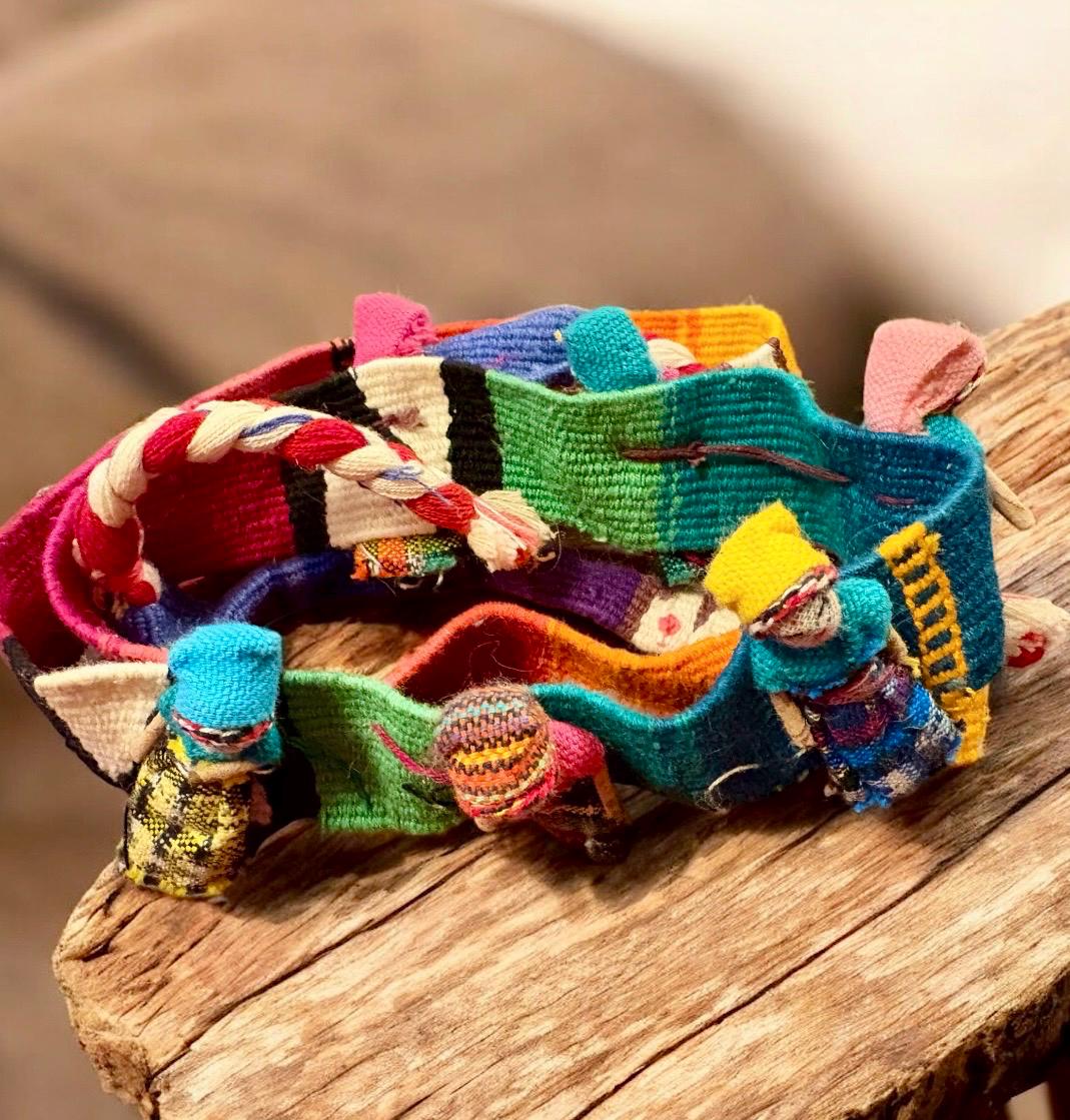 Colorful Woven Doll Worry Tie Belt Vintage Guatemalan Worry Doll Tie Belt – One Size Handmade  main image 2