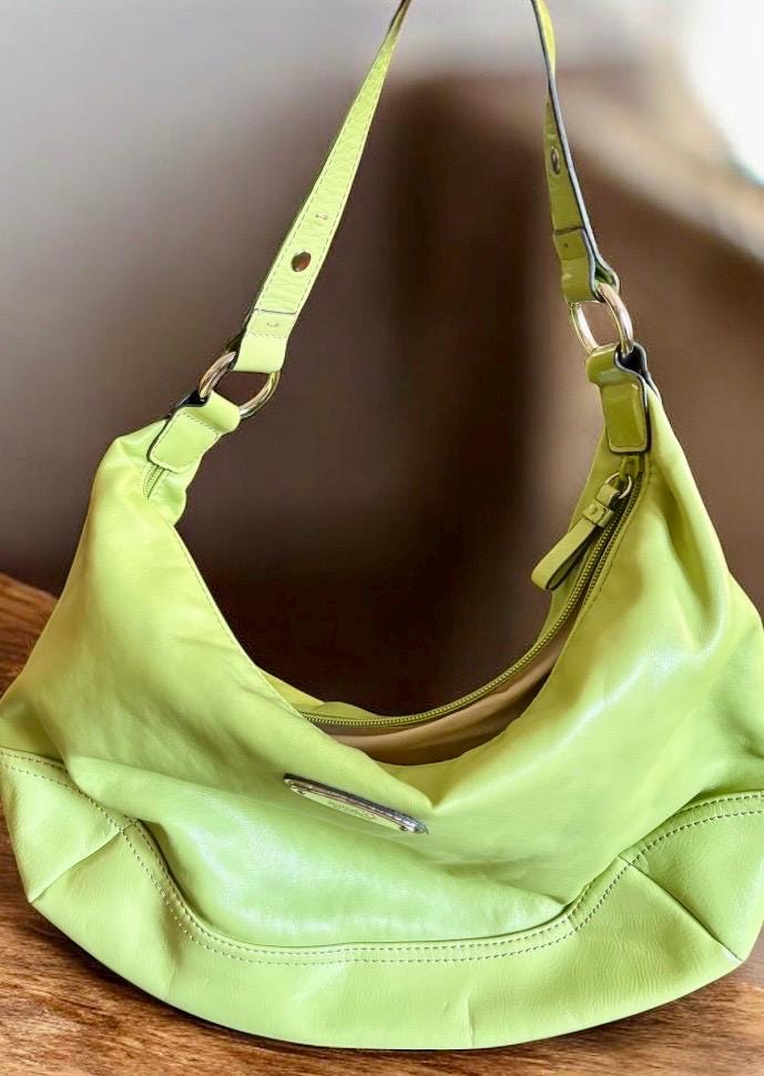 Sac à Main Nine West Grand Modèle - Couleur Vert Sarcelle & Noir Effet Peau De Serpent - Occasion, Taille Large