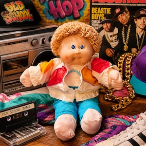 Vintage Cabbage Patch Kids HM-10 OK Factory Boy – Hip Hop Color Blocking Outfit DJ Jazzy Patch – Windbreaker and Teal Pants, Shirt & Socks