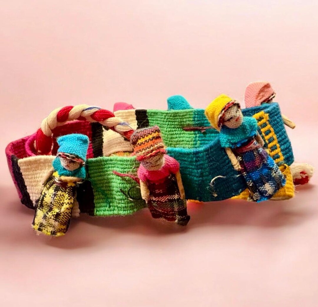 Vintage Guatemalan Worry Doll Tie Belt – One Size Handmade 