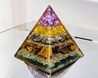 Geldmagnet Orgonit Pyramide • Reichtum Fülle, Geld attraktiv & Schutz • Weihnachtsgeschenk