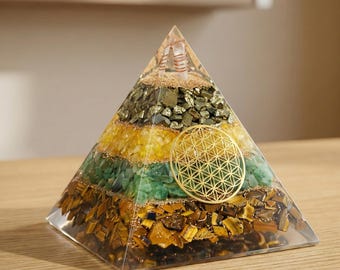 Money Magnet Orgonite Pyramid • Wealth Abundance, money attractive & Protection • Best Gift For Buisness, 5 Inch