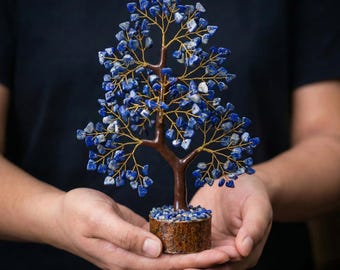 Handmade Lapis Lazuli Crystal Tree – Feng Shui Home Decor