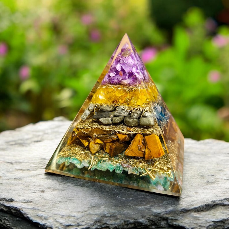 Money Magnet Orgonite Pyramid • Wealth Abundance, money attractive & Protection • Christmas Gift image 3