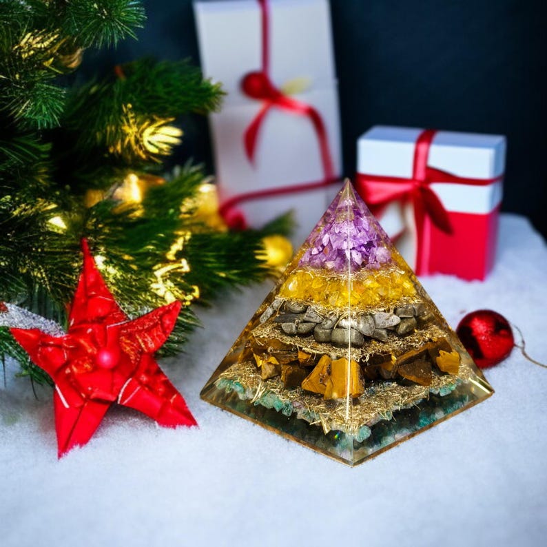 Money Magnet Orgonite Pyramid • Wealth Abundance, money attractive & Protection • Christmas Gift image 2