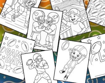 American Football Coloring Book for Boys and Girls, Art Activity for Super Bowl or Kids Birthday Party