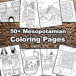 50+ Printable Mesopotamian Coloring Pages for Fans of Sumer, Babylon, Assyria, Akkad, Activity for Kids and History Nerds