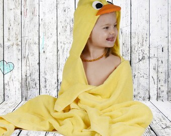kids pool wrap Ducky hooded towel kids towel bath towel duck tail duck head rubber duckie