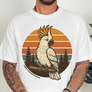 Cockatoo Shirt Gift for Bird Lover Retro Comfort Colors T-Shirt Birdwatching Graphic Tee Parrot Lover Gift Vintage Wild Bird Shirt for Him