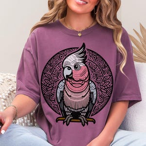 Zentangle Galah Shirt Comfort Colors | Mandala Doodle Bird Tee | Australian Parrot TShirt | Distressed Vintage Galah Art | Bird Lovers Gift