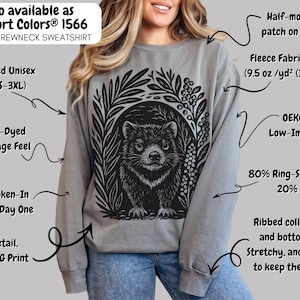 Tasmanian Devil Linocut T-Shirt: Granola Girl Style Comfort Colors Tee image 12