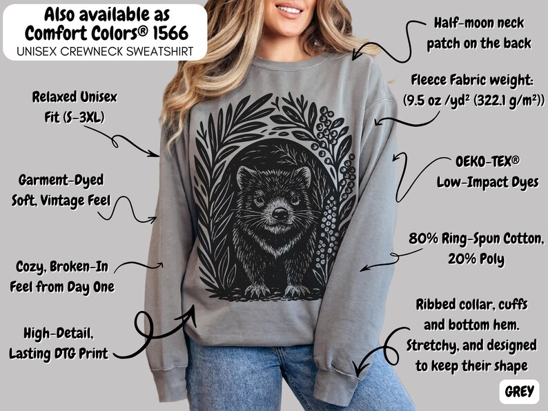 Tasmanian Devil Linocut T-Shirt: Granola Girl Style Comfort Colors Tee image 12