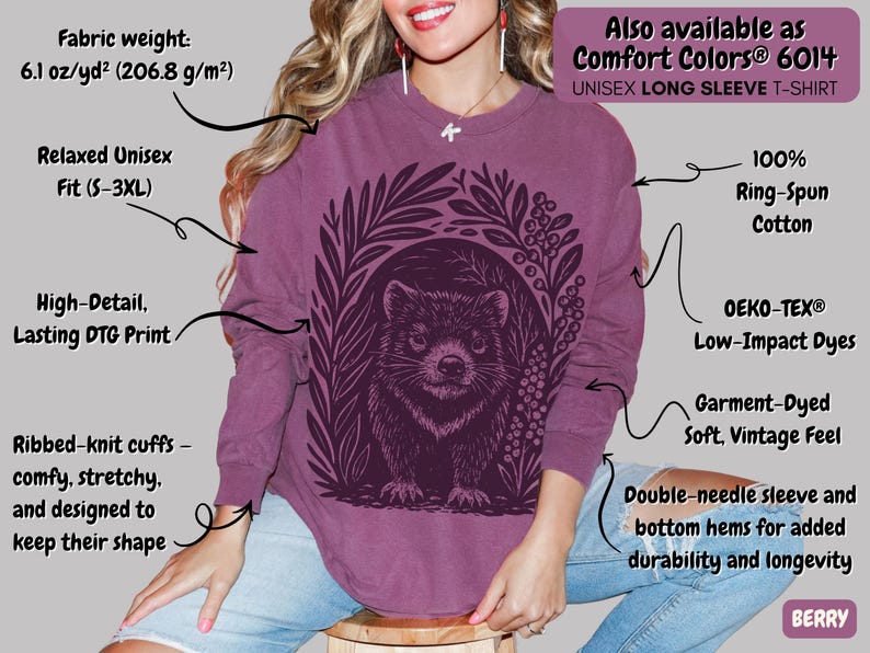 Tasmanian Devil Linocut T-Shirt: Granola Girl Style Comfort Colors Tee image 10