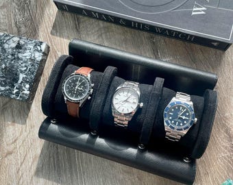 Saffiano Leather Watch Roll for 3 Watches | Travel Watch Case | Luxury Watch Storage | Men's Gift | Ships from Sydney, Australia