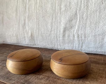 Sassafras Wood Trinket Boxes Pair | Hand Turned Australian Timber Keepsake Pots