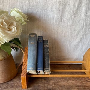 Vintage Wooden Book Rack | Rustic Timber Display Stand, Carved Edging | Lightweight