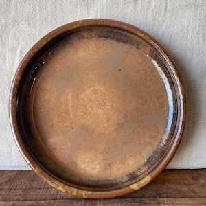 Vintage Studio Pottery Shallow Bowl | Rustic Brown Glaze Stoneware Dish | Handmade Ceramic