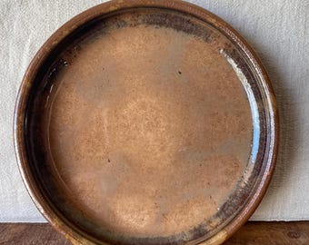 Vintage Studio Pottery Shallow Bowl | Rustic Brown Glaze Stoneware Dish | Handmade Ceramic