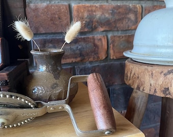 Vintage Propert Hand Crank Egg Beater | Wooden Handle Rustic Kitchen Tool