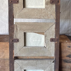 Rustic Reclaimed Wood Triple Photo Frame | Primitive Farmhouse Wall Decor | Wabi Sabi Style