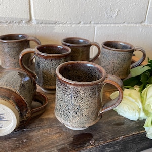 Set of 6 Signed Studio Pottery Mugs | Handmade Stoneware Coffee Cups | Vintage Ceramic Mug Set | Rustic Australian Pottery