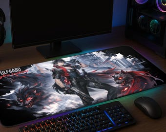 Arknights Endfield Wulfgard Desk Mat | Anime Gaming Mouse Pad XL 16x32 | Wolf Warrior Extended Desk Pad | PC Setup Mousemat Gamer Gift