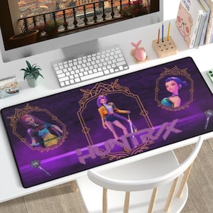 HUNTRX trio neon mtg Playmat Tcg k-pop Dämonenjäger Spielfläche rumi, mira, and zoey Huntrx Schreibtischabdeckung XL Mousepad Aesthetic Bohemian Pop