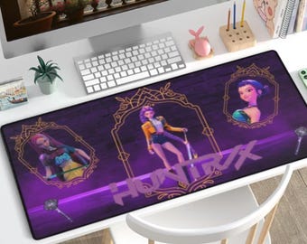 HUNTRX trio neon mtg Playmat Tcg k-pop Dämonenjäger Spielfläche rumi, mira, and zoey Huntrx Schreibtischabdeckung XL Mousepad Aesthetic Bohemian Pop