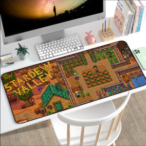 Stardew Valley Farm MTG Playmat | Cozy Pixel Art Desk Mat for PC Gaming, TCG Cards, Fall Farm Pixel Scene Gaming Mat for Stardew Fans