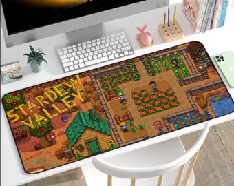 Stardew Valley Farm MTG Playmat | Cozy Pixel Art Desk Mat for PC Gaming, TCG Cards, Fall Farm Pixel Scene Gaming Mat for Stardew Fans