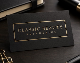 100 Black Business Cards | 14PT 16PT Matte | Gold Silver Metallic Foil | Custom Printed Logo | Calling Cards Hang Tags Art Luxury Thick USA