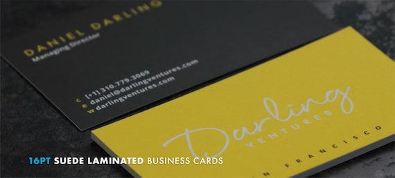 100 Velvet Suede Business Cards or Hang Tags | 19PT Thick Soft Touch Matte Stock | Color Custom Printed High Quality Visiting Cards Logo USA