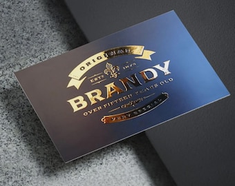 100 Business Cards or Tags | 16PT Matte Finish Stock | Raised Gold Silver Rose Gold Copper Metallic Foil Embossed | Color Custom Printed USA