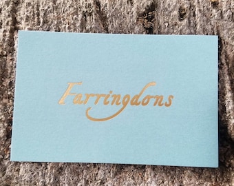 200 Business Cards Hang Tags | 16PT Nouveau Uncoated Stock | Gold Silver Rose Gold Copper Metallic Foil | Minimalist Modern Custom Print USA