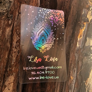 100 Business Cards - Frosted plastic stock - w copper rose gold hologram holographic metallic foil recyclable eco-friendly calling cards USA