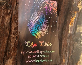 100 Business Cards - Frosted plastic stock - w copper rose gold hologram holographic metallic foil recyclable eco-friendly calling cards USA