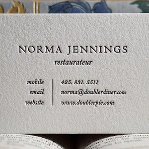 200 Letterpress Business Cards 40PT heavy cotton stock custom printed w black ink, and blind deboss debossing pressed lux cards tags USA image 6