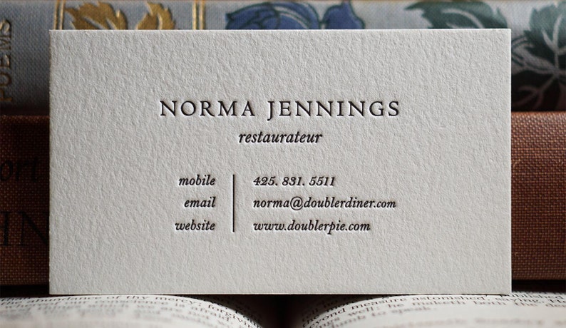 200 Letterpress Business Cards 40PT heavy cotton stock custom printed w black ink, and blind deboss debossing pressed lux cards tags USA image 6