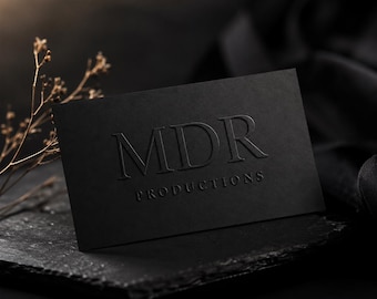 100 Black Business Cards| 16PT Black Cover Stock | Blind Embossed Deboss Letterpress | Custom Printed Logo Artwork | Visiting Cards Tags USA