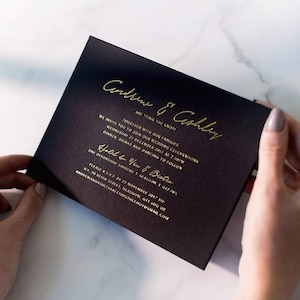 100 cartoline biglietti di auguri biglietti di ringraziamento - 14 PT nero opaco oro argento metallizzato lamina 4"x6" inviti stampati personalizzati RSVP