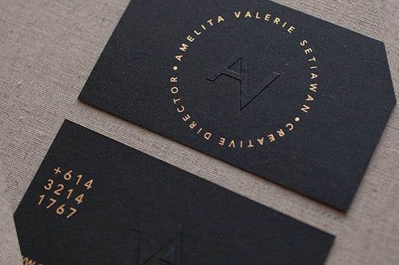 100 Business Cards Blind Embossed Debossed Gold Silver Rose Blue