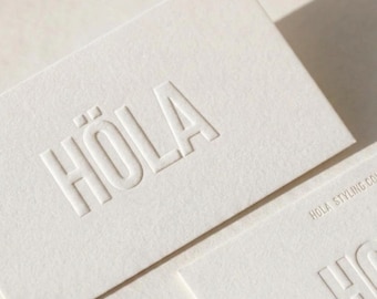 100 3D Blind Emboss Business Cards | 40PT Heavy Uncoated Thick Cotton | 1 Color Ink  | Custom Printed Raised Luxury Premium Hang Tags USA