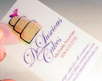 200 Business Cards | Frosted Opaque Semi Transparent Slim Plastic | See Through White | Custom Calling Cards Recyclable Hang Tags Pack | USA