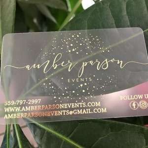 200 Business Cards Frosted plastic stock gold or silver metallic foil recyclable opaque eco-friendly clear translucent see through USA image 1