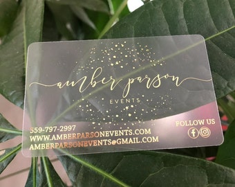 200 Business Cards - Frosted plastic stock - gold or silver metallic foil - recyclable opaque eco-friendly clear translucent see through USA