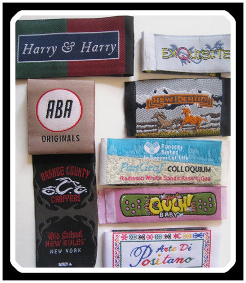 your logoartwork high density DAMASK weave fabric tags USA supplier complimentary artwork 1000 custom woven labels