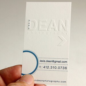 200 Business Cards or hang tags ink press embossed 16PT heavy nouveau stock uncoated textured calling cards letterpress custom printed image 4