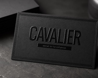 200 Black Business Cards | Metallic Foil Debossed Raised Embossing | 14PT 16PT Thick Cards | Branding Hang Tags | Custom Visiting Logo USA