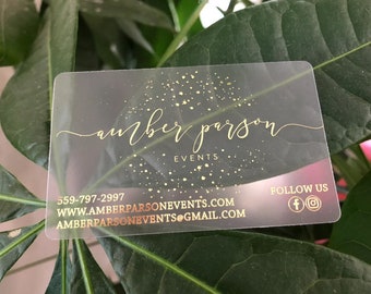 400 Business Cards - Frosted plastic - metallic foil red green black blue pink red gold silver - clear transparent translucent recycled USA